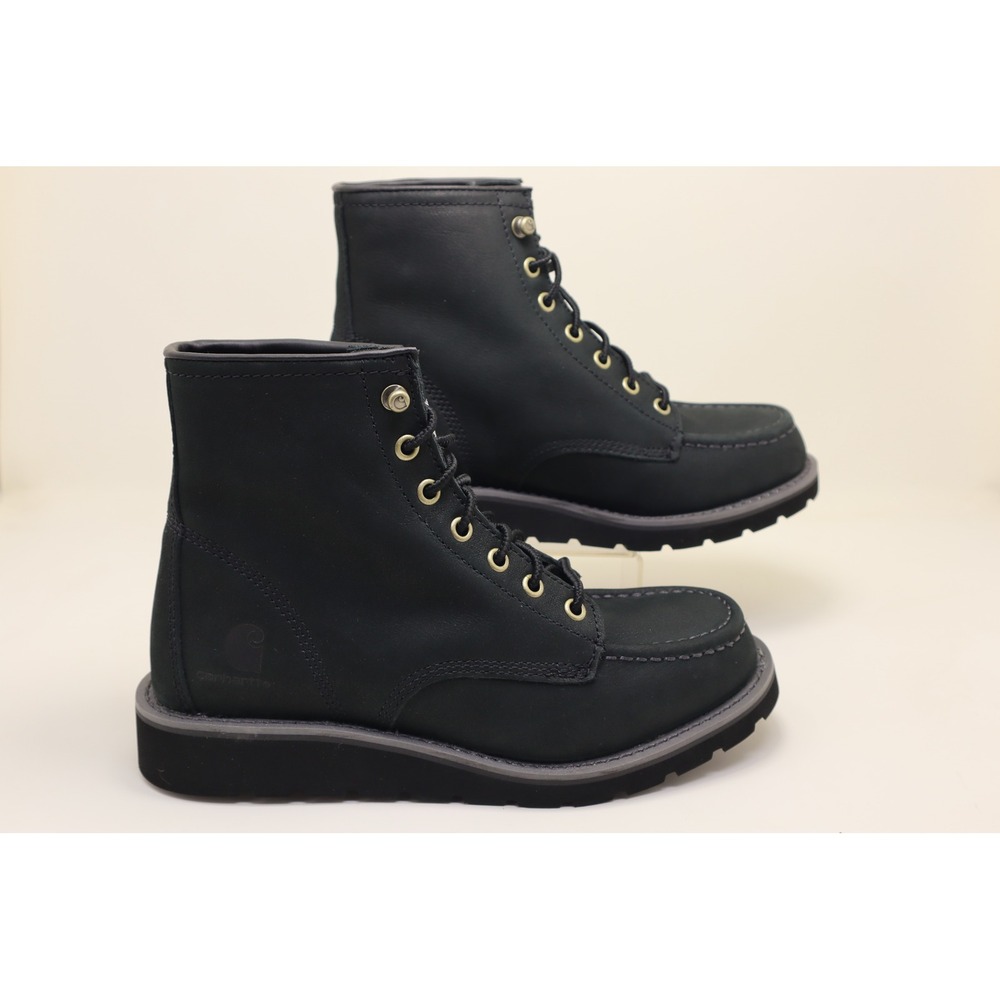 Carhartt Womens 6" Moc Toe Wedge Work Boots Size 7.5 Black Nubuck Soft Toe NWOB
